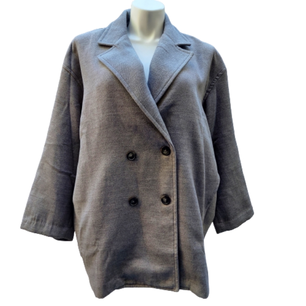 Free People Gray Double Breasted Jacket - Picture 2 of 16